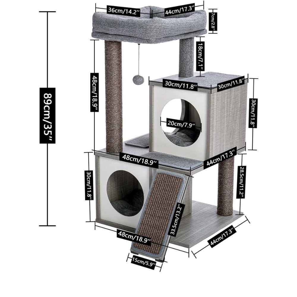 Cat Tree House Tower Condo Wood Cat Scratching Sisal-Covered Scratch