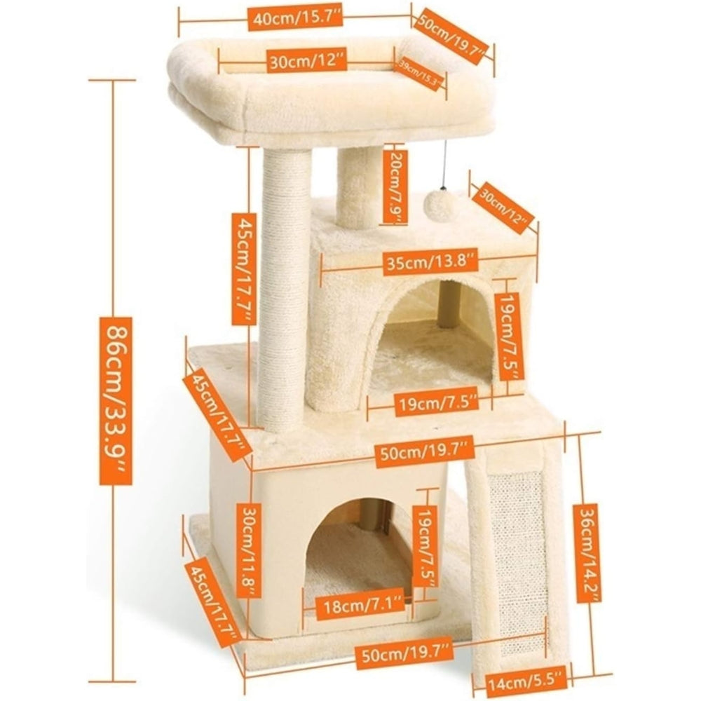 Cat Tree House Tower Condo Wood Cat Scratching Sisal-Covered Scratch