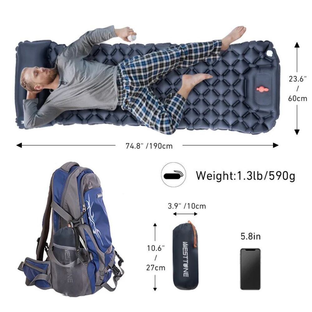 Ultralight Inflatable Camping Mattress with Built-in Pump