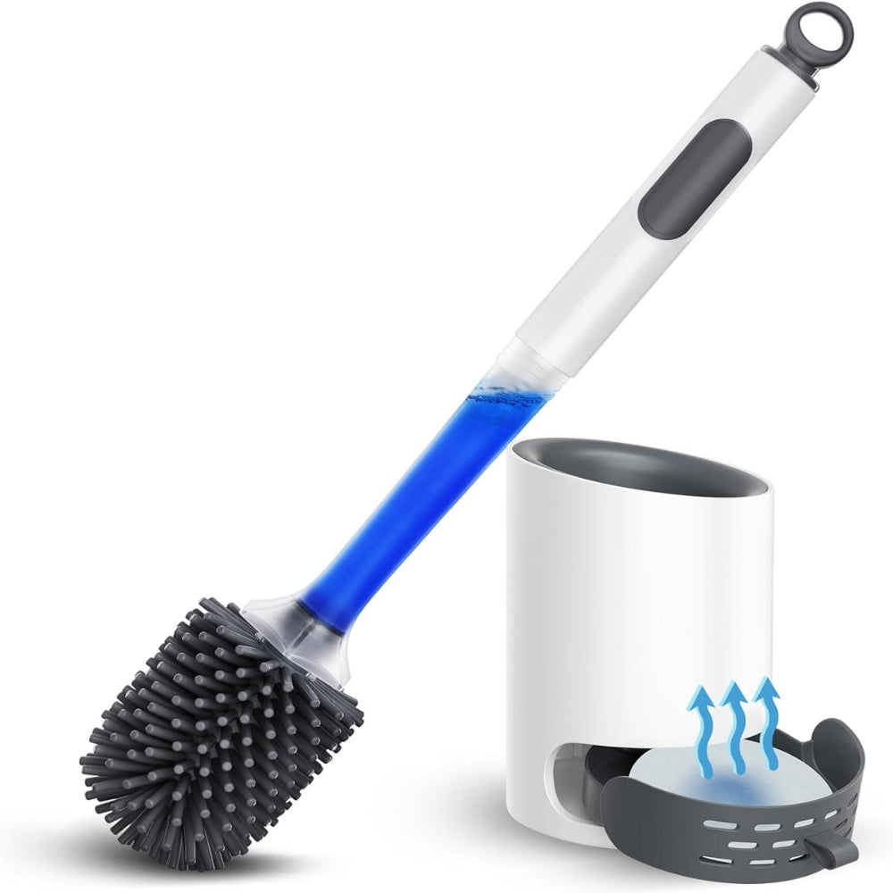 Water Spray Silicone Toilet Brush With Wall Mounted Bathroom Cleaning