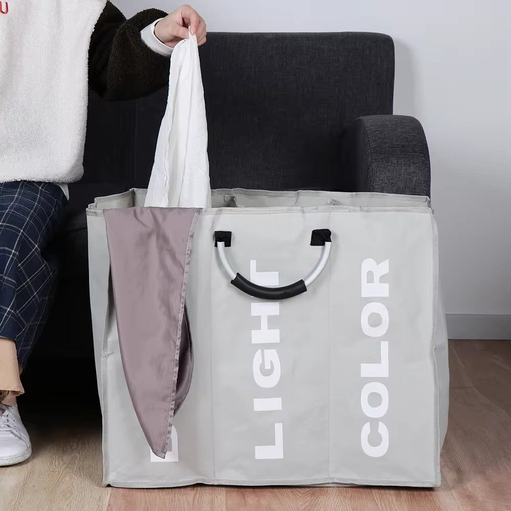 3 Grid Foldable Laundry Basket Bag Dirty Laundry Basket