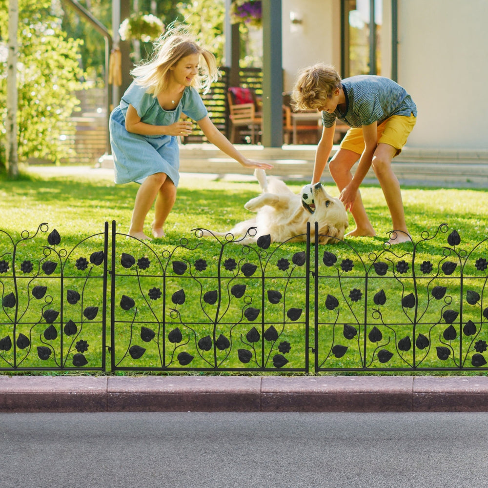 5 Piece Metal Garden Fence Set for Outdoor Garden