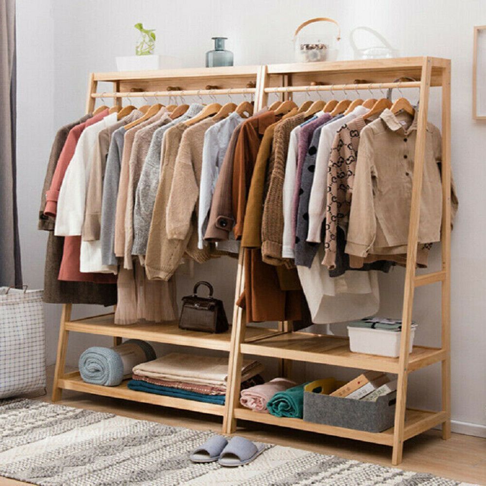 Bamboo Garment Rack for Heavy-Duty Clothing Storage