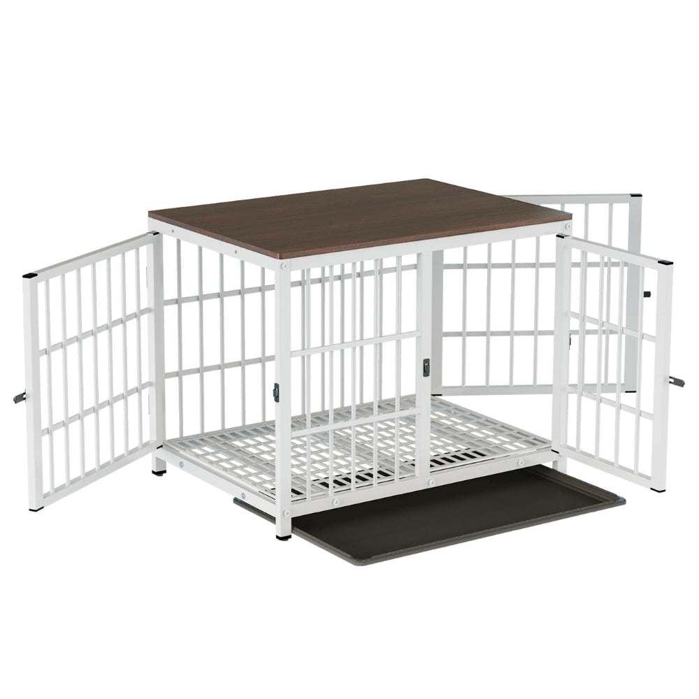 3-Door Dog Furniture Style Dog Crate End Table Pet Kennel with Removable Tray