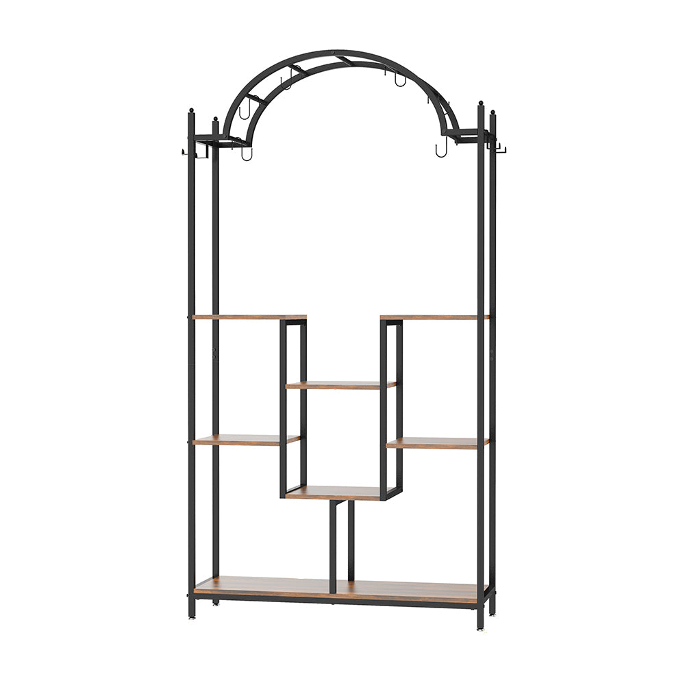 Extra Large Arched Metal Flower Shelf with Hanging Hooks