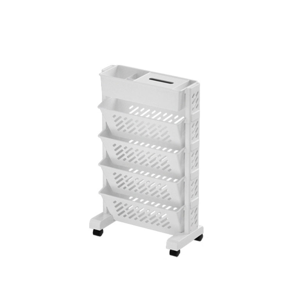 Hansona Floor Mounted Movable Bookshelf with Wheels Classroom Desk Storage Rack