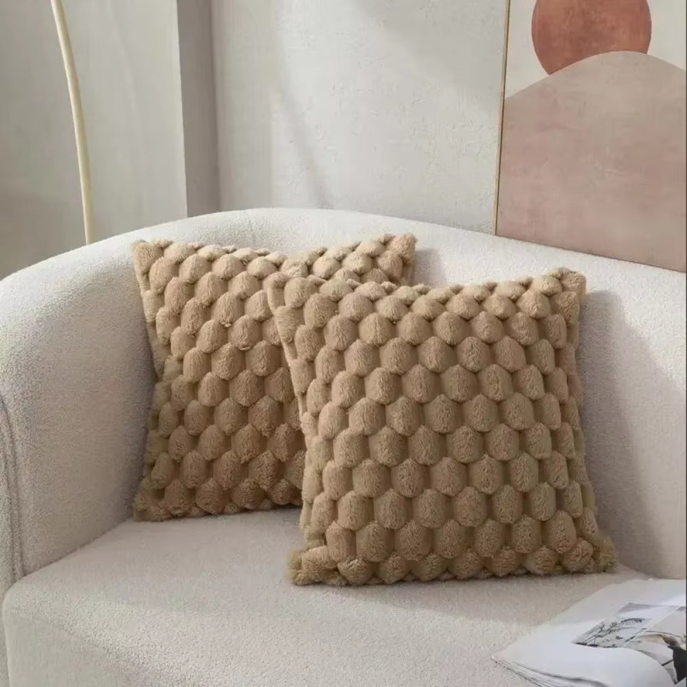 3D Soft Plush Turtle Pineapple Grid Throw Pillowcase