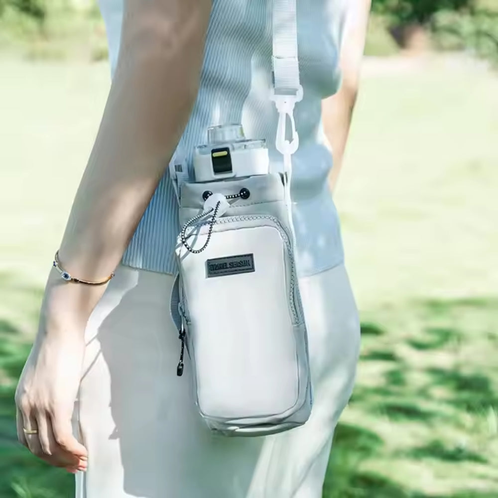 Portable Water Bottle Bag with Adjustable Shoulder Strap