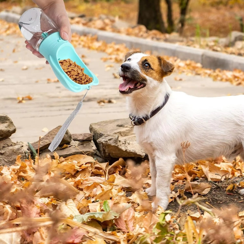 2 in 1 Dog Water Bottle with Food Container and Leak Proof Travel Dispenser