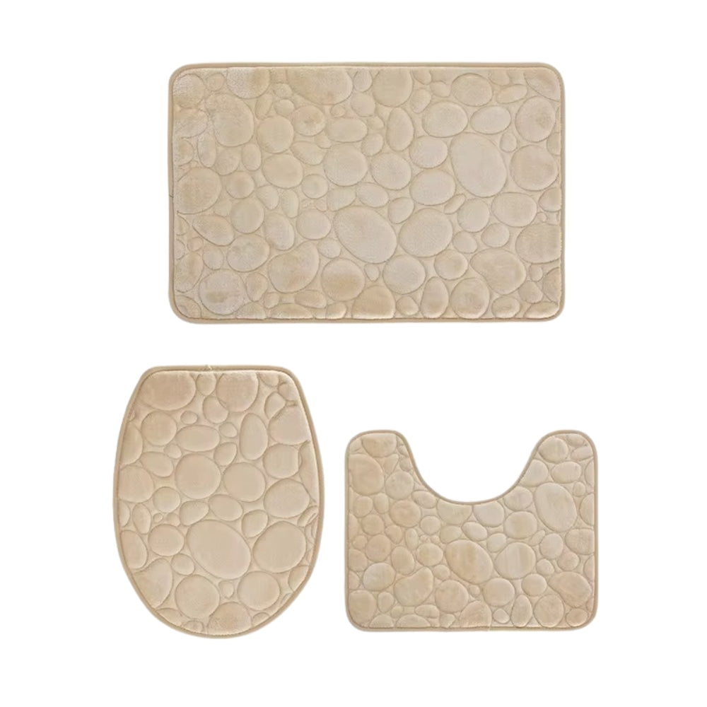 Water Absorbing Non Slip 3 Piece Bathroom Mat Set