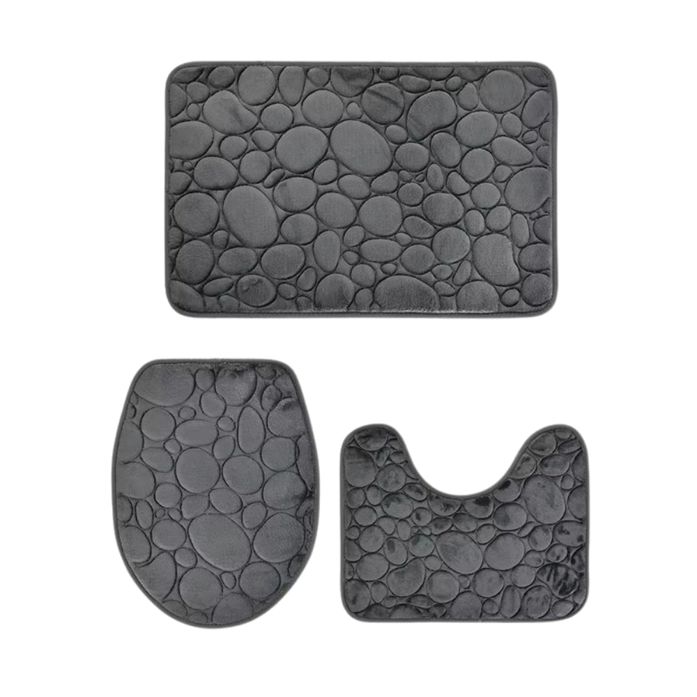Water Absorbing Non Slip 3 Piece Bathroom Mat Set
