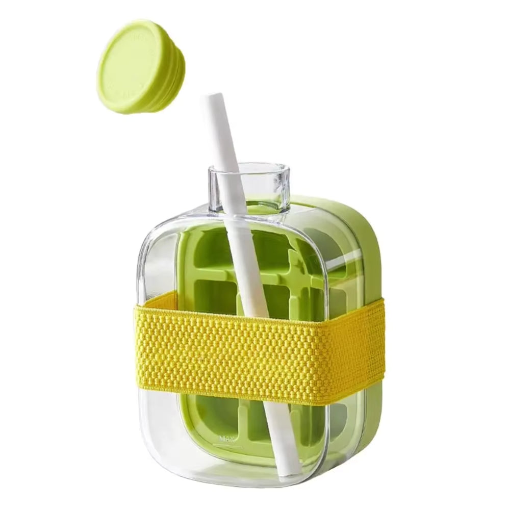 Ice Cube Tray Straw 2 in 1 Ice Make Pressing Mould Drink Bottle