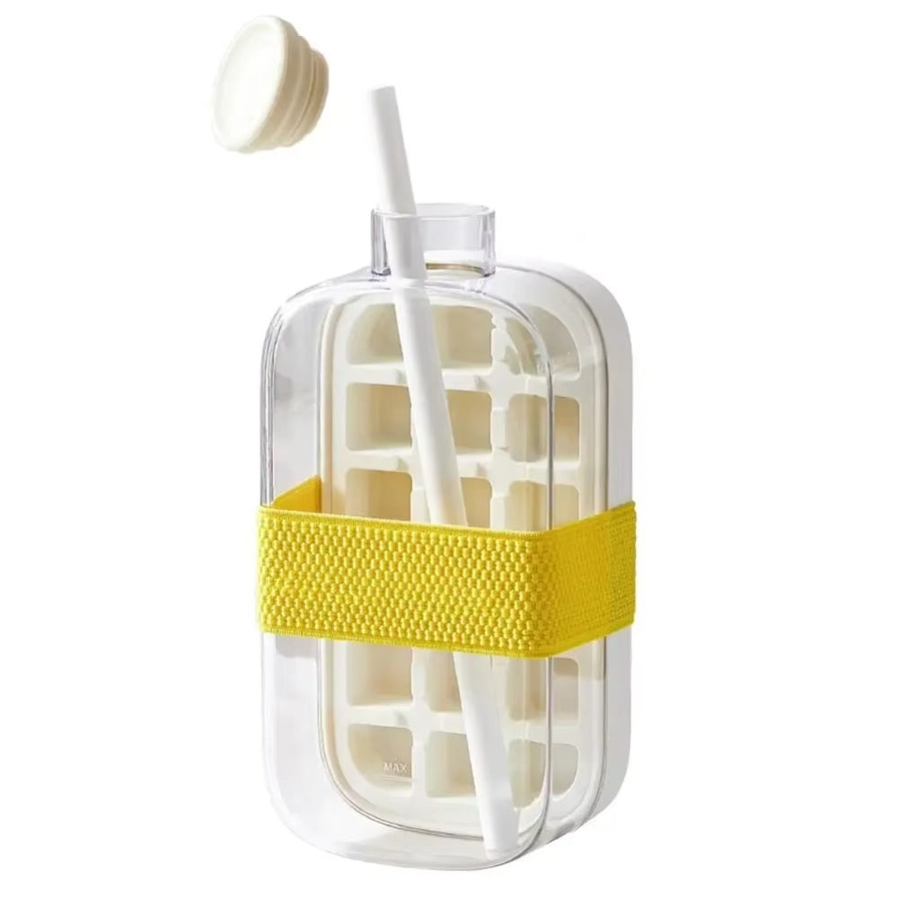 Ice Cube Tray Straw 2 in 1 Ice Make Pressing Mould Drink Bottle