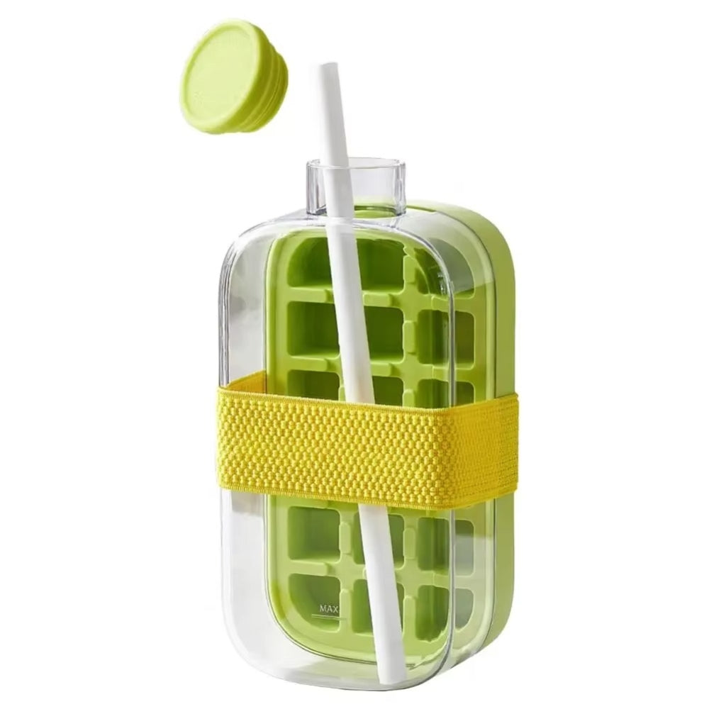 Ice Cube Tray Straw 2 in 1 Ice Make Pressing Mould Drink Bottle