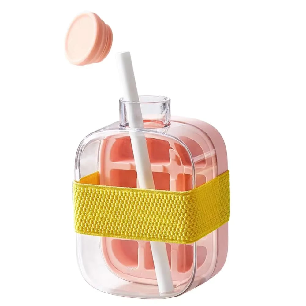 Ice Cube Tray Straw 2 in 1 Ice Make Pressing Mould Drink Bottle