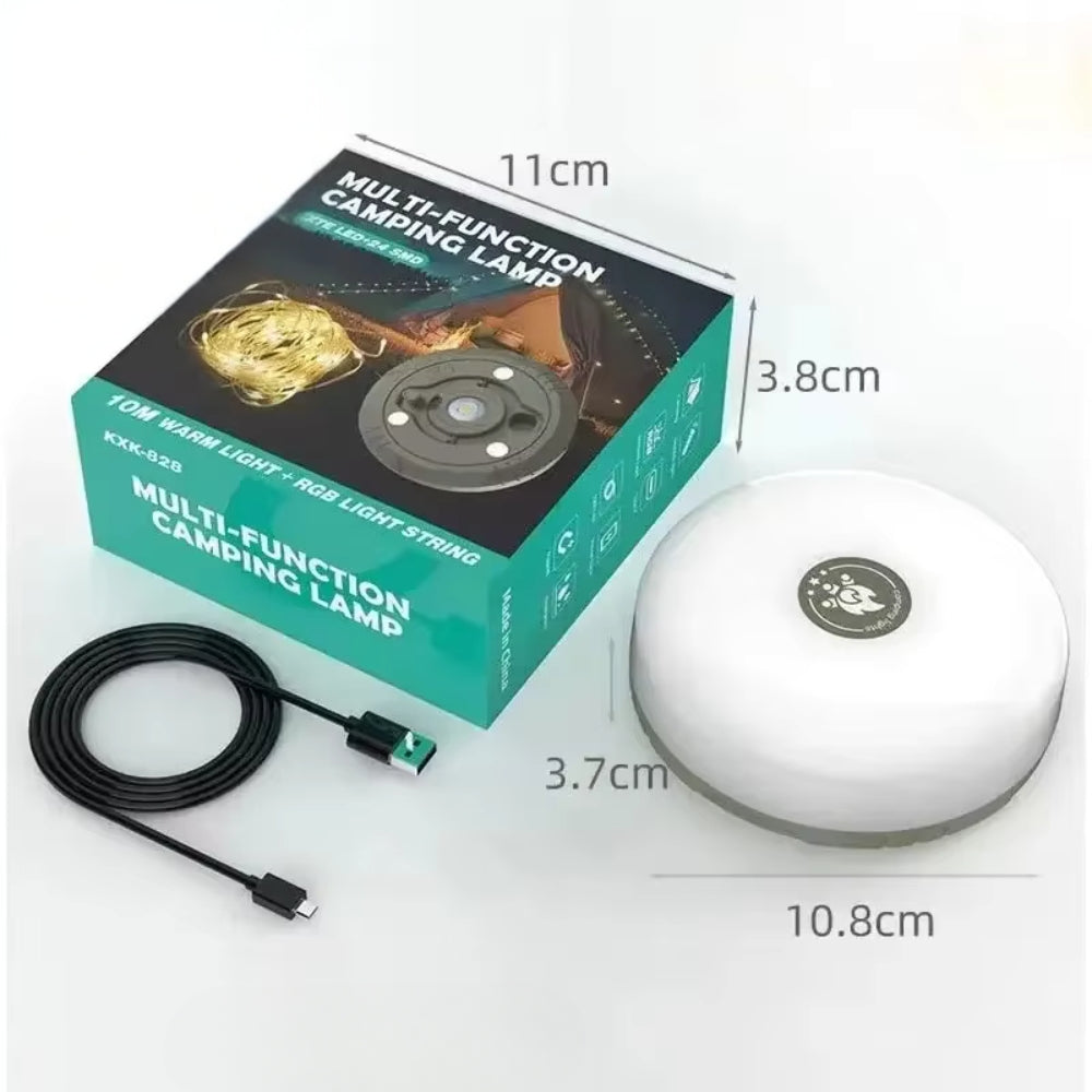 10M Waterproof LED Camping Lamp Strip 4-in-1 Atmosphere Light for Tent Garden