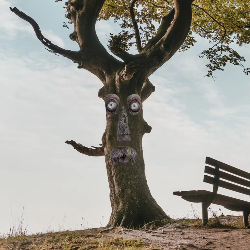 Funny Yard Art Tree Decor Outdoor Tree Face Statues Old Man Tree Hugger Bark Ghost Face