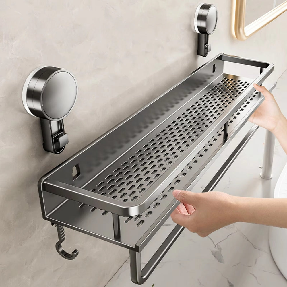 Suction Cup Bathroom Rack Toilet Space Aluminum No Drill Hanging Organizer Rack