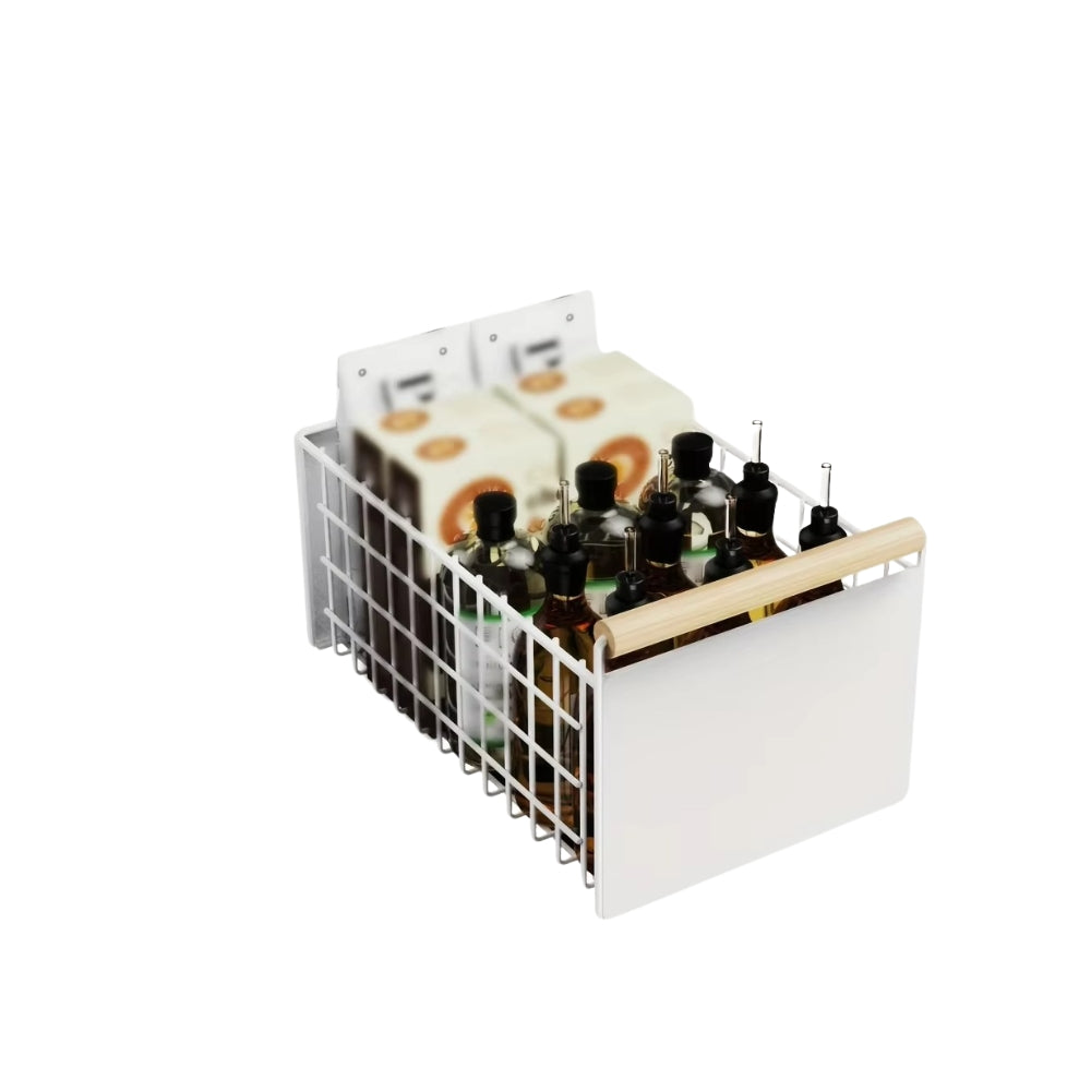 Pull Out Dish Rack with Wooden Handle and Drain Tray
