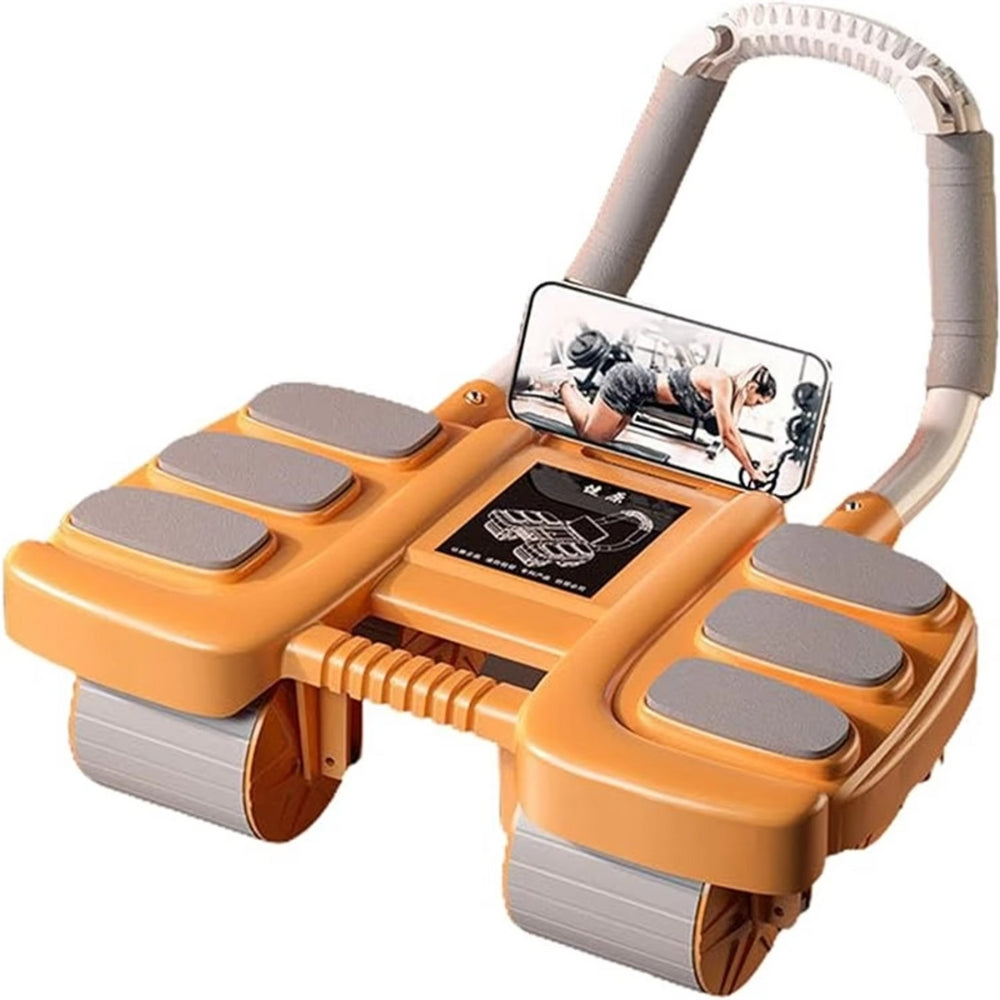 Automatic Rebound Abdominal Wheel Roller with Elbow Support and Phone Holder