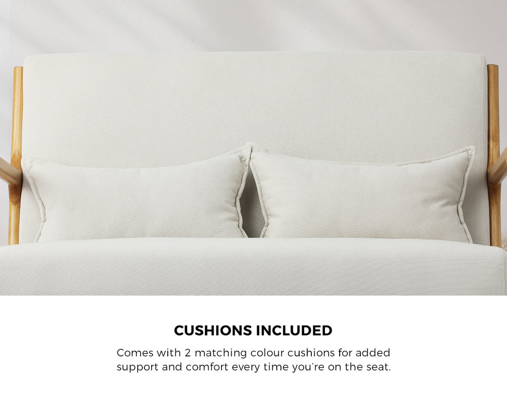 Armchair Couch Pillows 2 Seater Fabric Beige