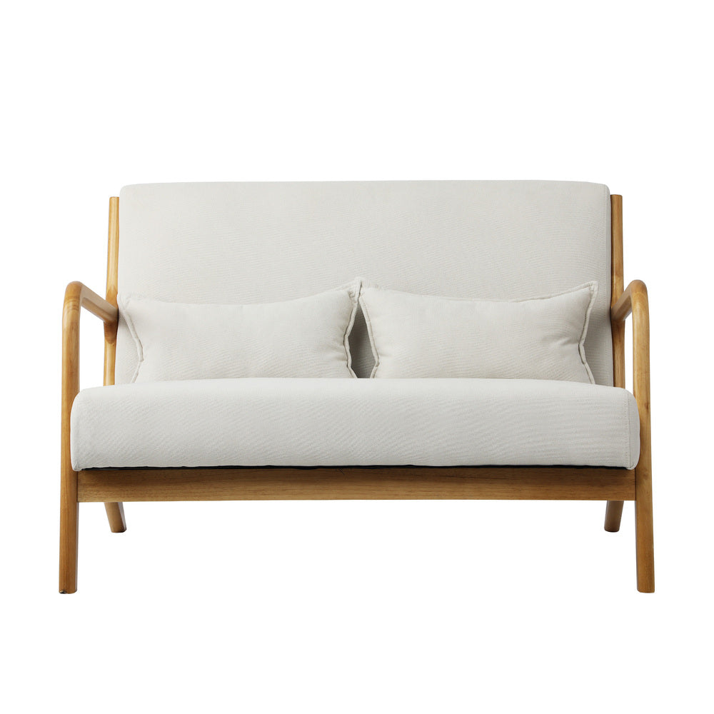 Armchair Couch Pillows 2 Seater Fabric Beige