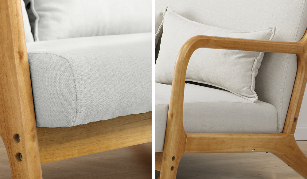 Armchair Couch Pillows 2 Seater Fabric Beige