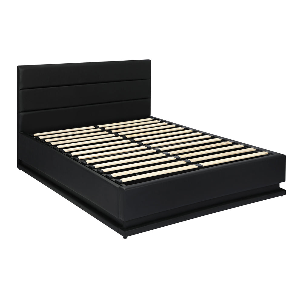 Double Bed Frame Gas Lift RBG Storage Space Black