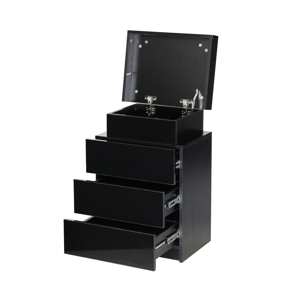 Bedside Table RGB LED 3 Drawers Black