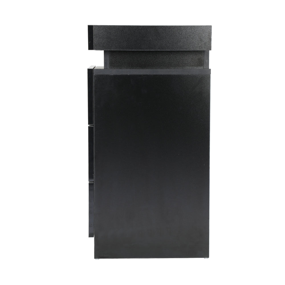 Bedside Table RGB LED 3 Drawers Black