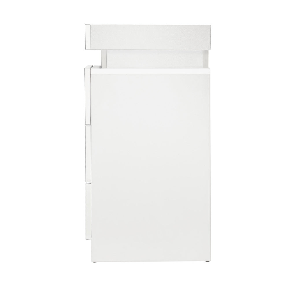 Bedside Table RGB LED 3 Drawers White