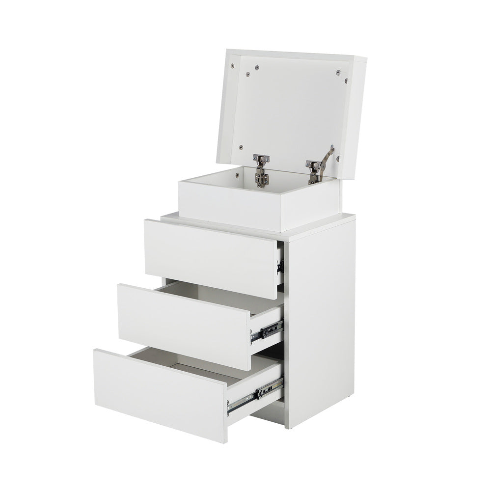 Bedside Table RGB LED 3 Drawers White