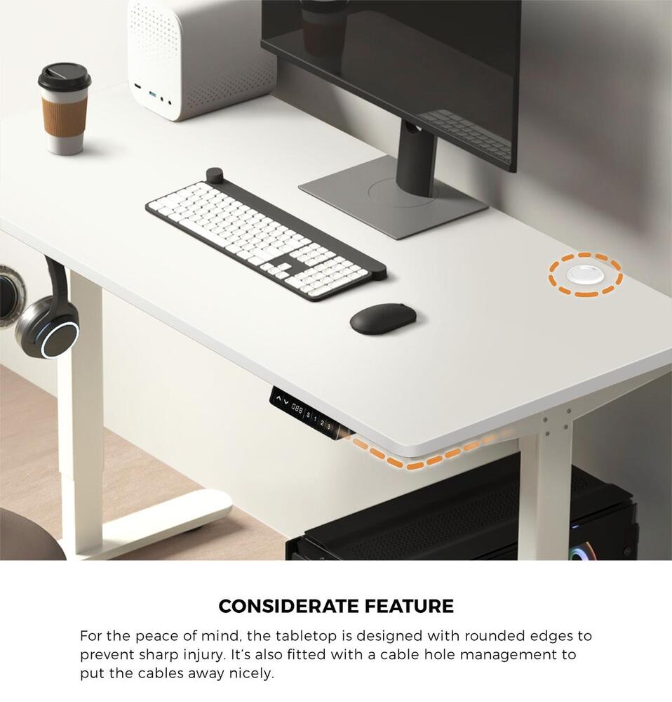 Standing Desk Top with Drilled Hole White 150cm