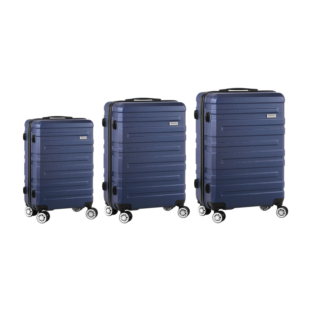 Mazam 3PCS Luggage Set TSA Lock Hard Case Navy