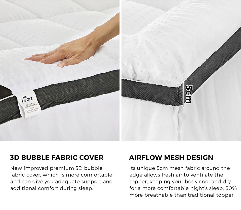 Pillowtop Mattress Topper Airflow Mesh 5cm Single