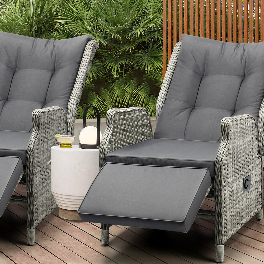 Recliner Chair with Adjustable Footrest Grey