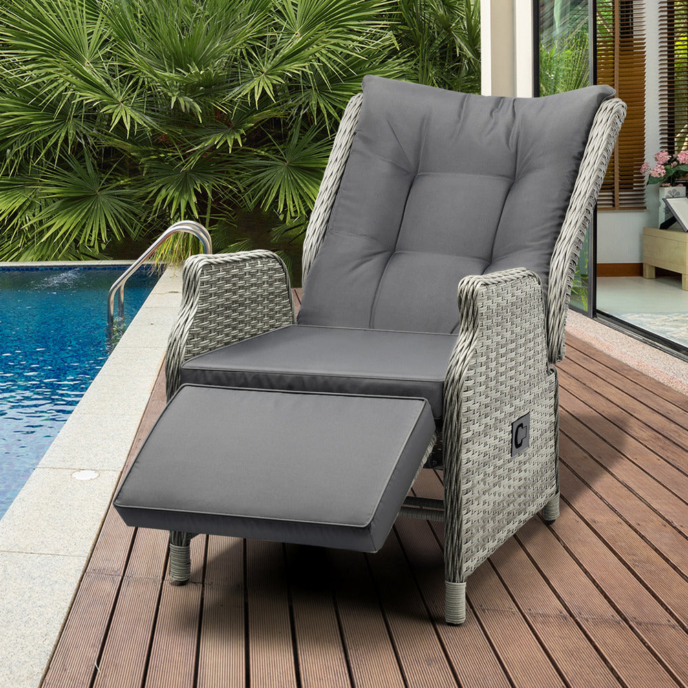 Recliner Chair with Adjustable Footrest Grey