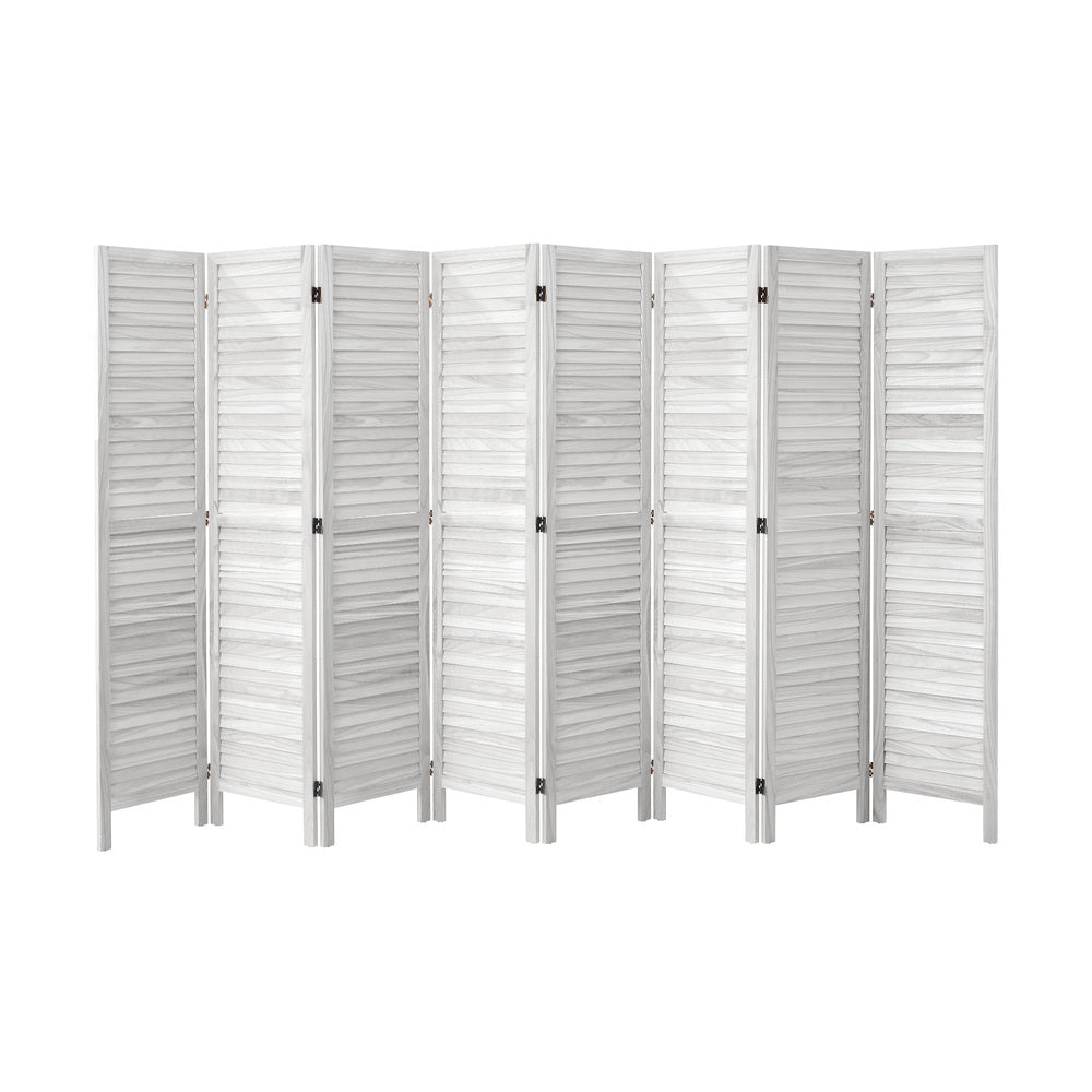8-Panel Wooden Room Divider Foldable White