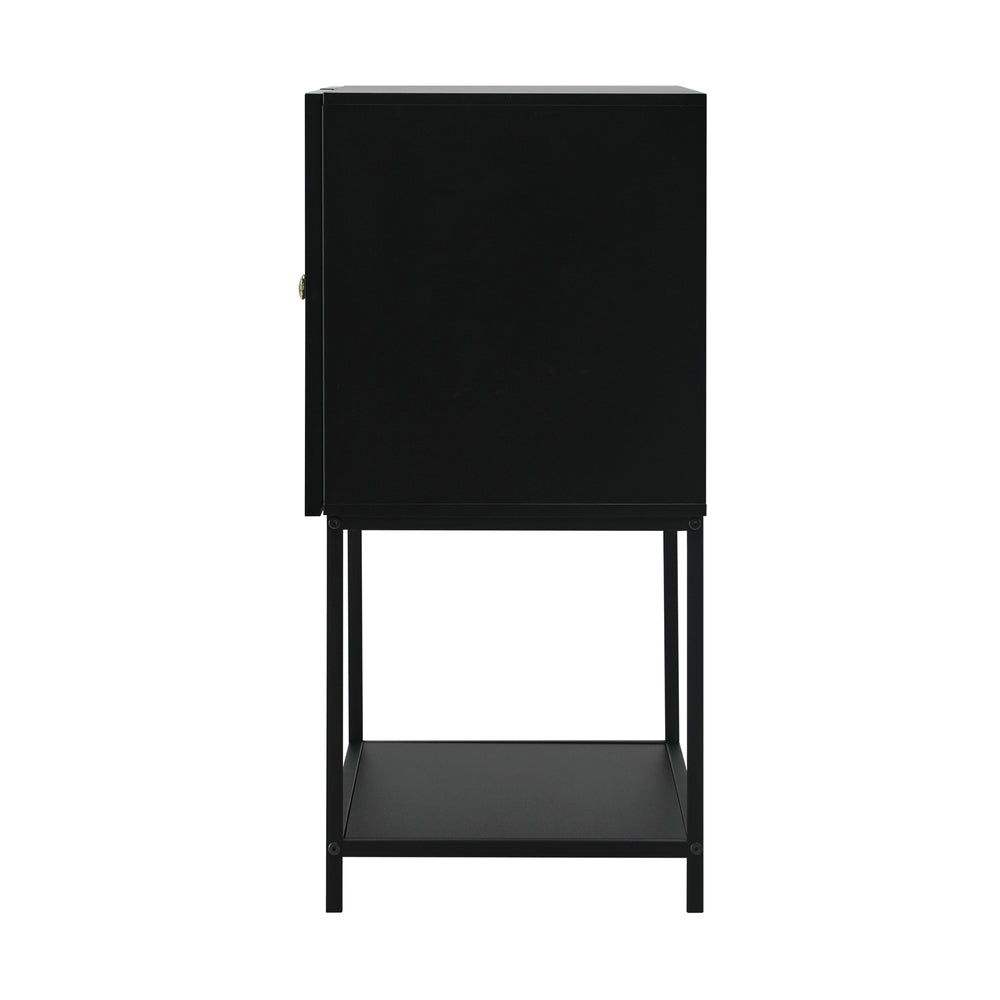 Black Bathroom Cabinet with Two Tempered Glass Doors