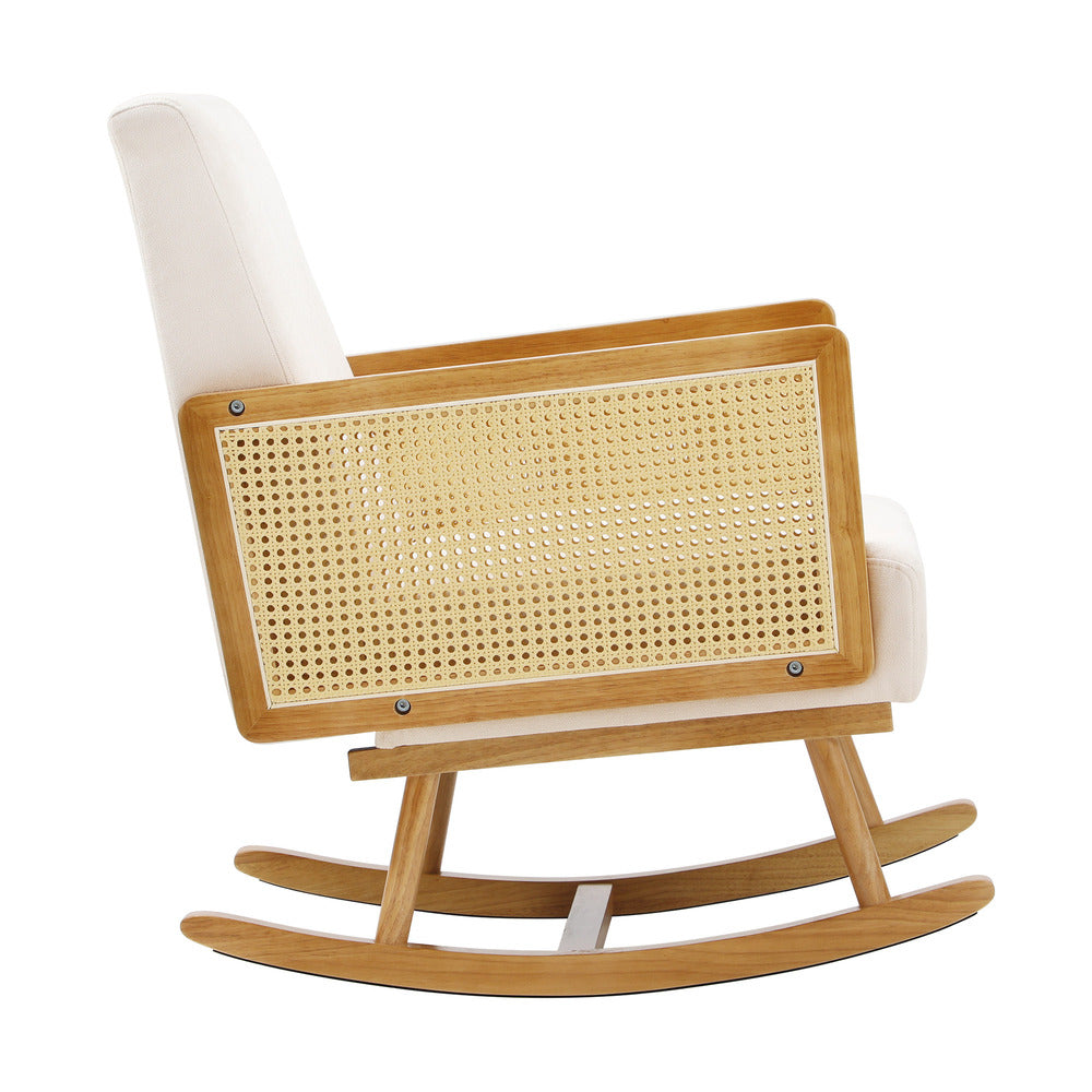 Beige PE Rattan Rocking Chair
