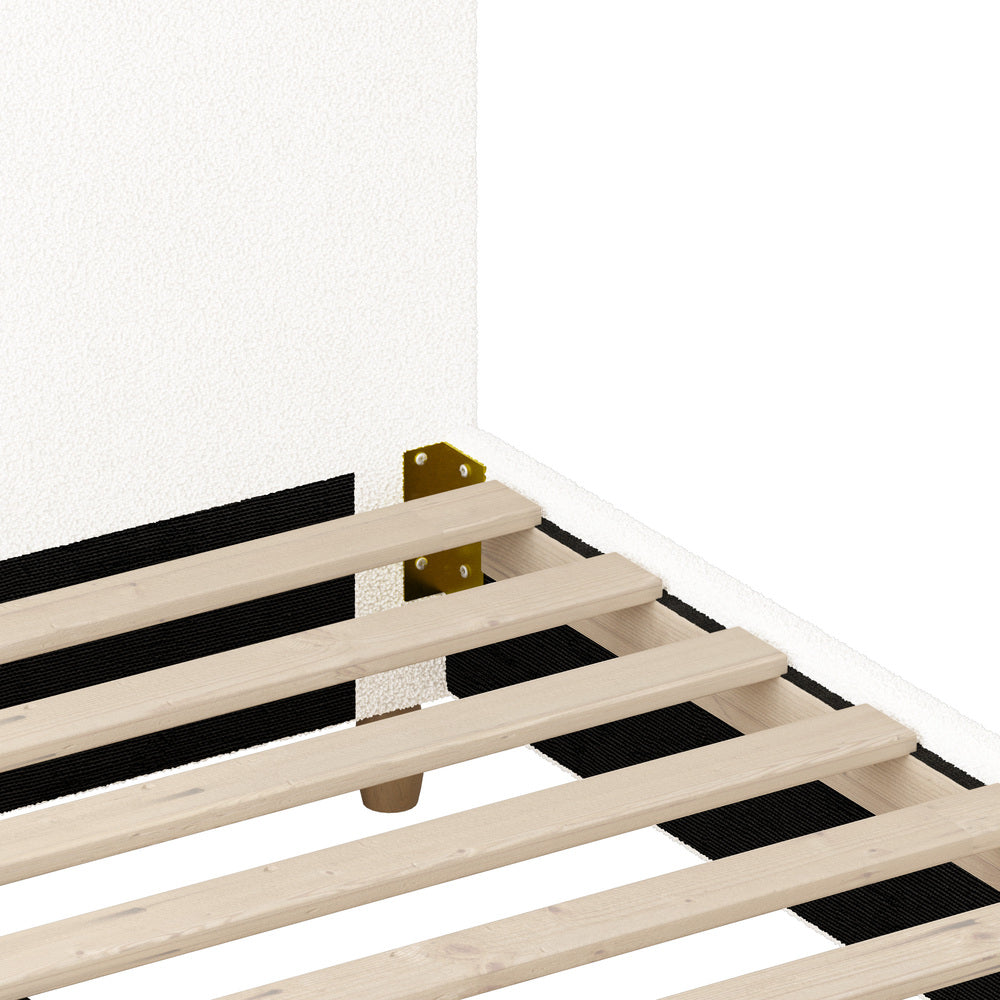 Single Size Bed Frame in White Boucle with Cloud Shape