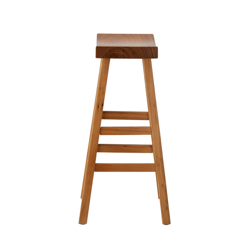 2 pcs Wooden Bar Stools Counter Height Natural