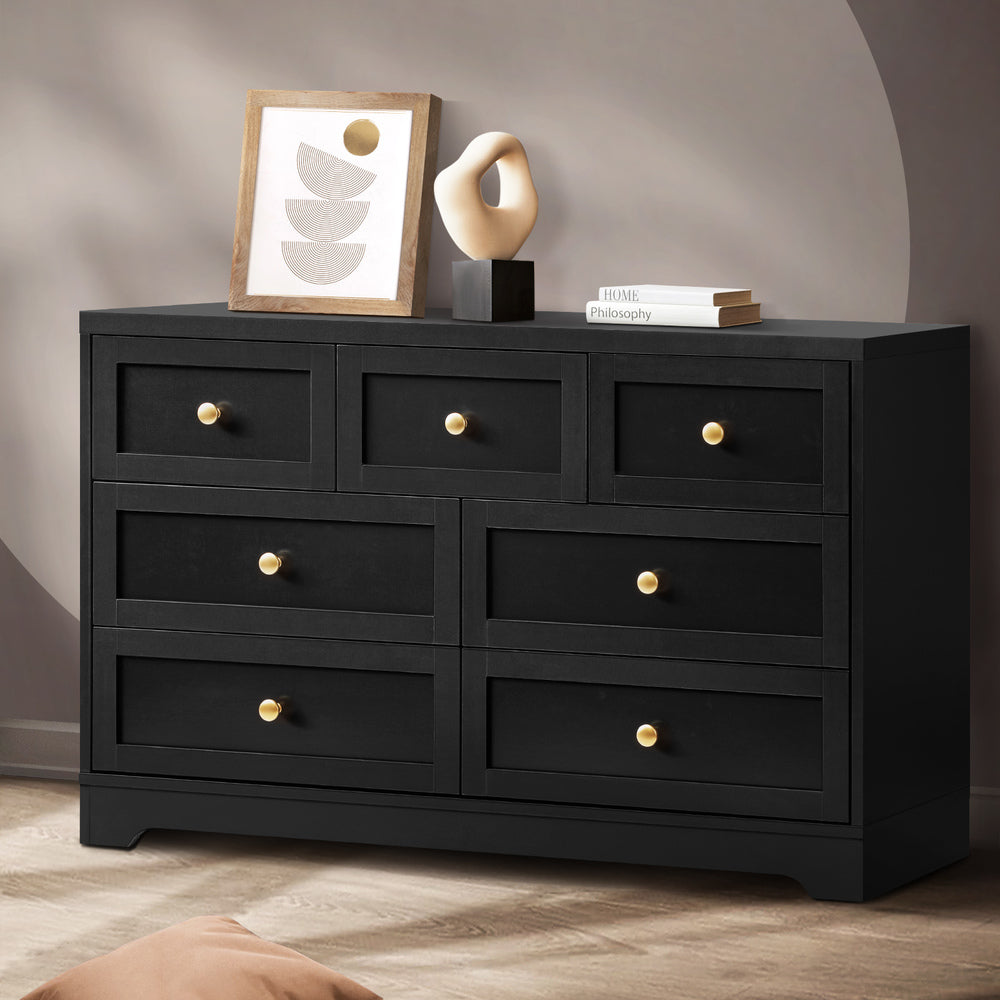 Chest of Drawers 7 Drawers Black