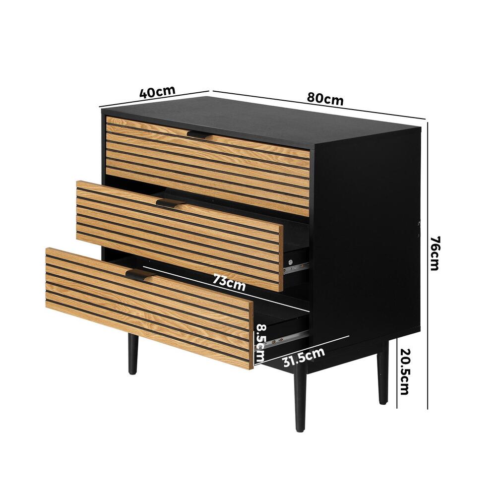 Chest of Drawers 3-Drawer Dresser Table Lowboy