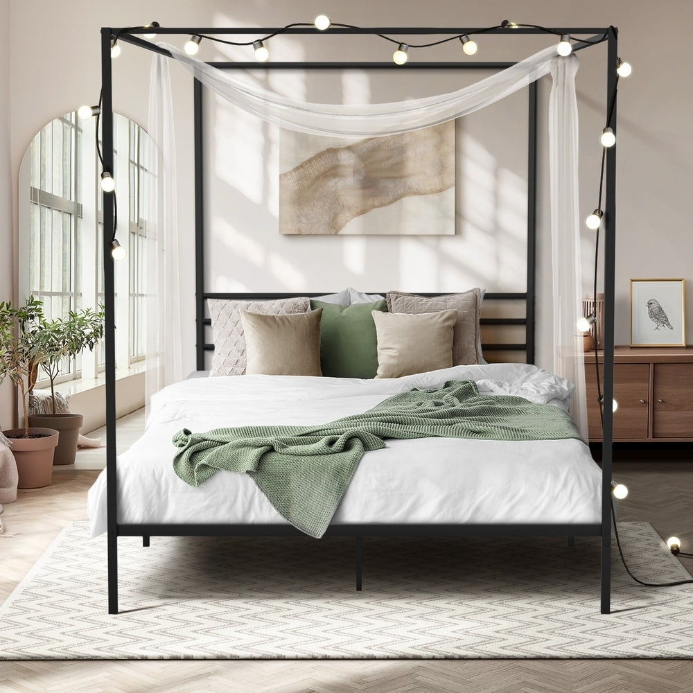 Metal Canopy Bed Frame Queen Size Platform