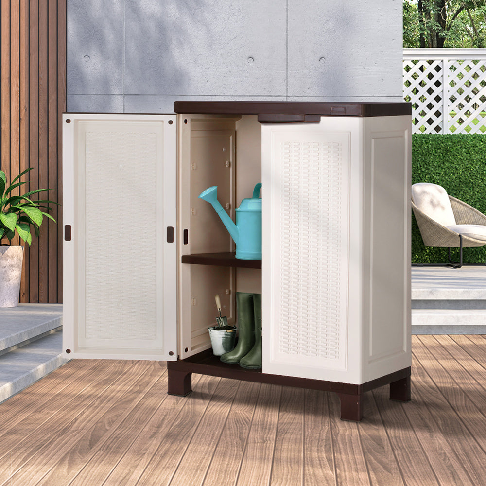 Outdoor Storage Cabinet with Removable Shelf Lockable Beige