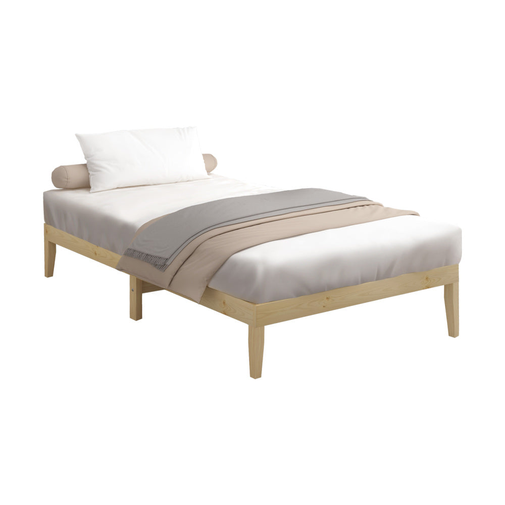 King Single Bed Frame Pine Wood Bed Base