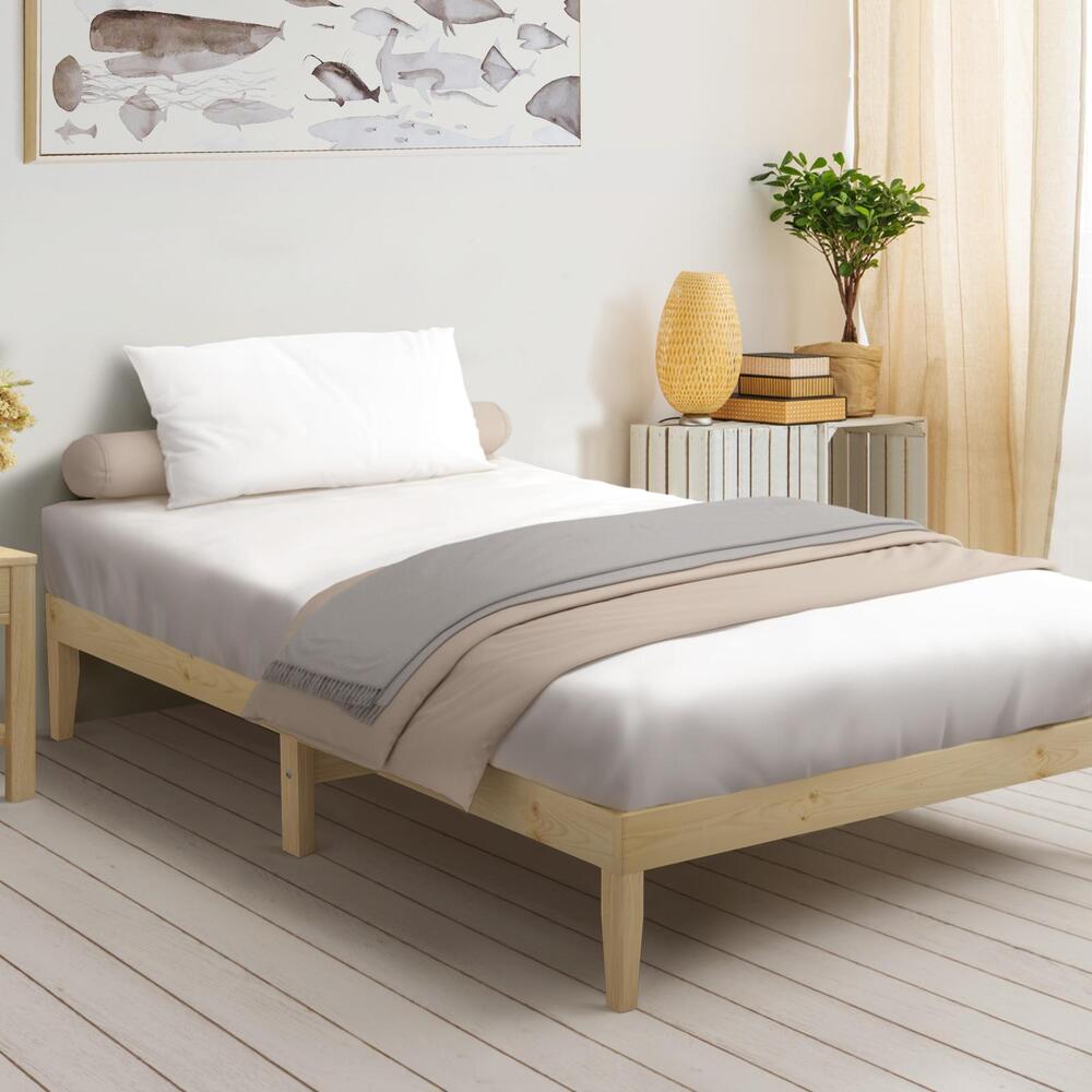 King Single Bed Frame Pine Wood Bed Base