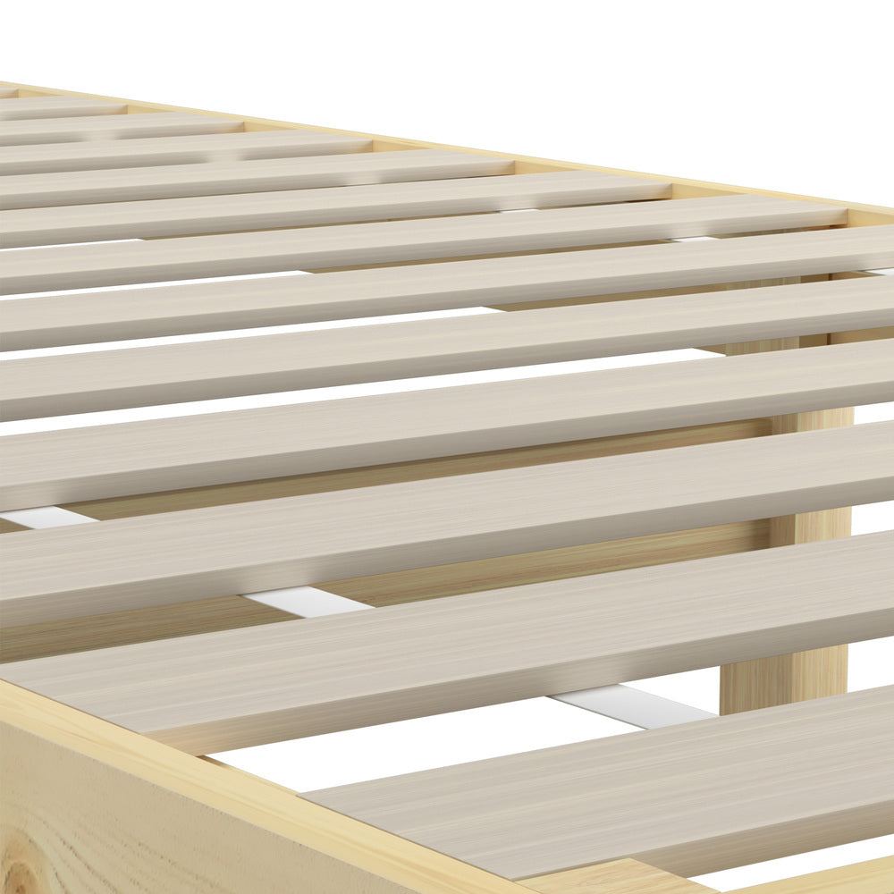 King Single Bed Frame Pine Wood Bed Base