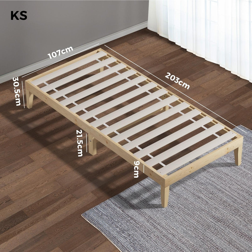 King Single Bed Frame Pine Wood Bed Base